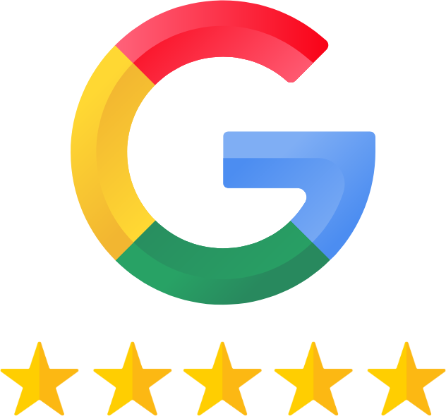 Google Review Stor Google G-logotyp ovanför fem gula stjärnor, som representerar ett femstjärnigt betyg eller omdöme från Google för Serwent Stockholm.